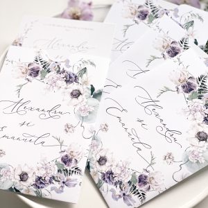 Invitație florală liliac